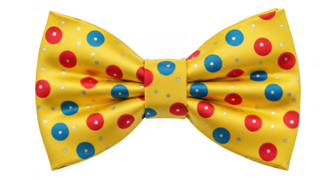 Vibrant yellow polka dot bow tie isolated on transparent background for festive occasions
