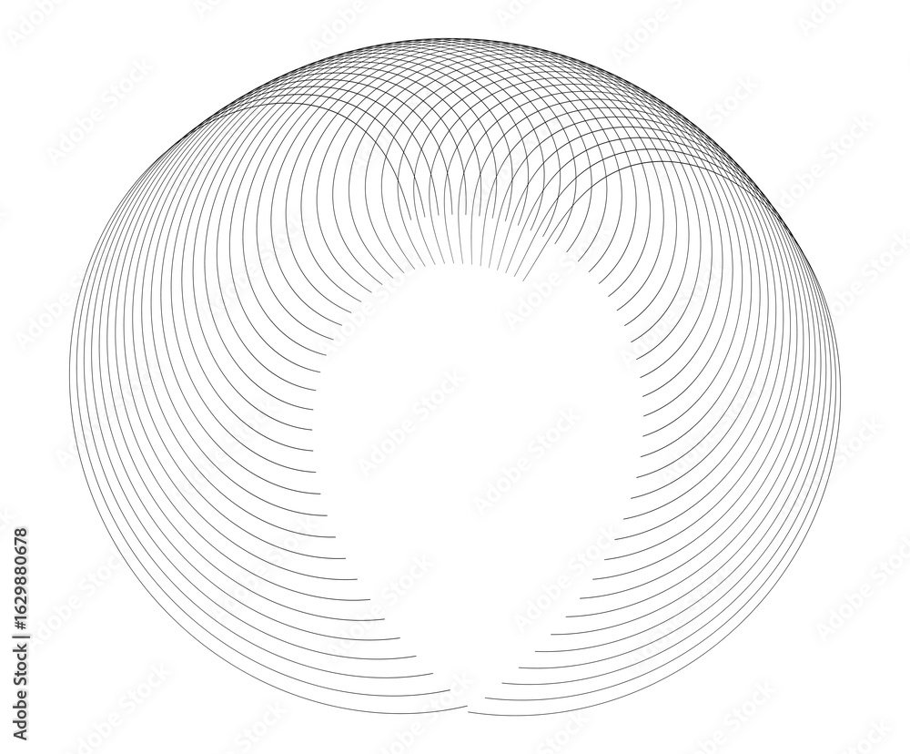 Poster design elements. wave of many purple lines circle ring. abstract vertical wavy stripes on white back