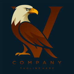 Letter V Eagle Logo Designs