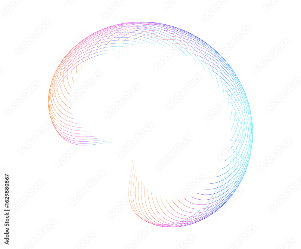 Poster design elements. wave of many purple lines circle ring. abstract vertical wavy stripes on white back