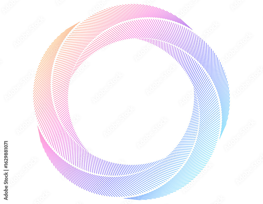 Poster design elements. wave of many purple lines circle ring. abstract vertical wavy stripes on white back
