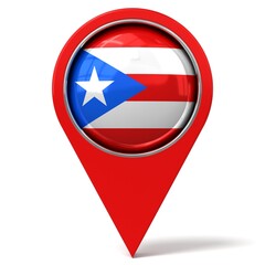 Puerto Rico - location pin with flag - 3D illustration