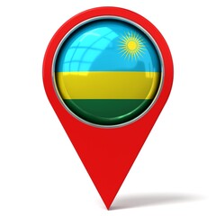 Rwanda - location pin with flag - 3D illustration