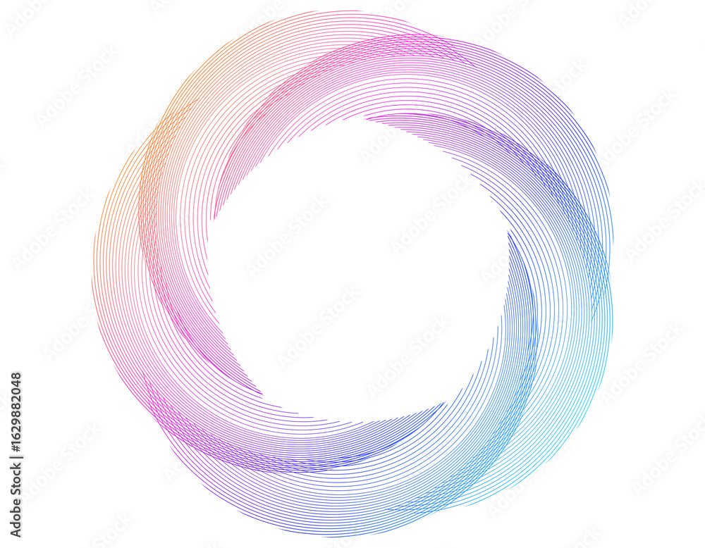 Poster design elements. wave of many purple lines circle ring. abstract vertical wavy stripes on white back