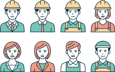 Professional Workforce Illustration Set. Corporate Teamwork People Design. Office Employees and Workers Pack. Diverse Workforce Character Collection. Business Team Collaboration Icons