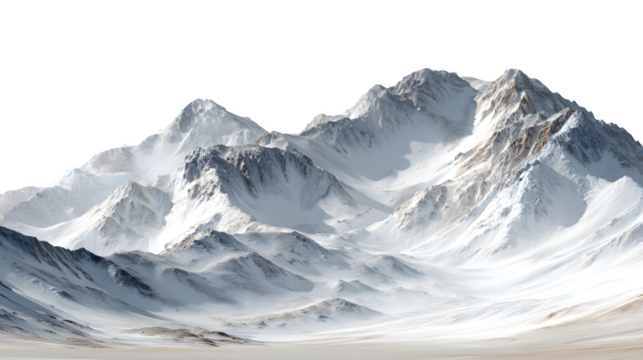 hd realistic white snow hills and mountains landscape isolated on white