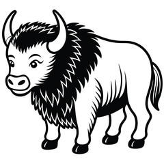 Fototapeta premium Cartoon bison isolated on white background illustration vector