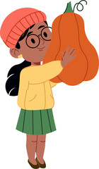 Girl Holding a Large Pumpkin