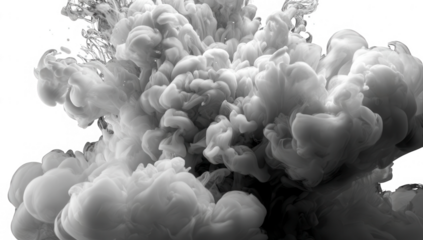 Abstract grayscale ink cloud explosion