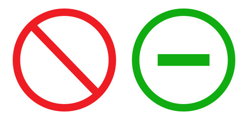 Subtract and Ban mark icon set . cross and forbidden icons isolated on white background . Restrict entry ban prohibition and delete icon . Vector illustration