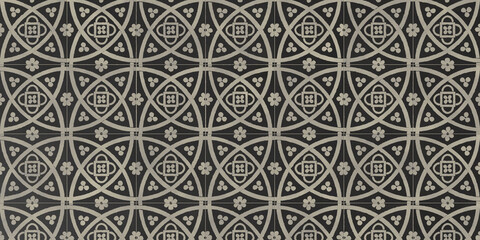 Arabesque Black Tile Wall Pattern
