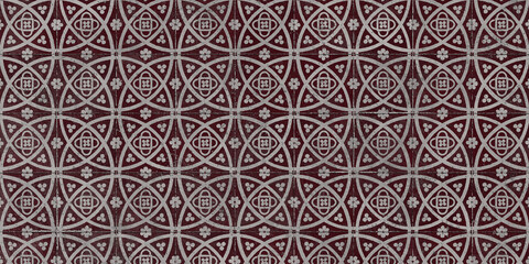 Arabesque Red Tile Wall Pattern