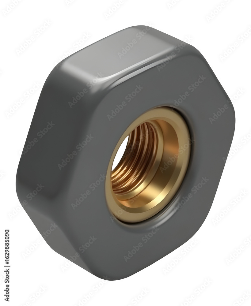 Poster robust hexagonal nut with brass insert providing secure mechanical connection