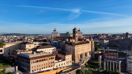 Rome Skyline In Rome Lazio Italy. Aerial View Of A Bustling City With High-Rise Buildings And...