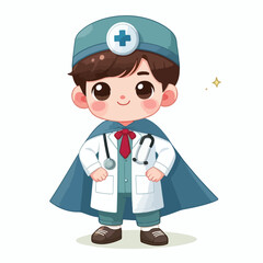 vector image of little doctor