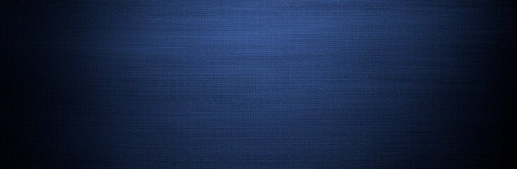 Dark cobalt blue and navy denim royal azure cerulean lapis cornflower color. Textile with subtle woven texture and soft vignette edges. The panoramic format. Backdrop with rich tonal gradient