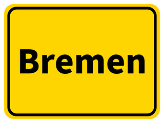 Illustration of a city entrance sign for the city of Bremen
