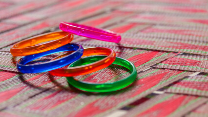 pink and blue bracelet