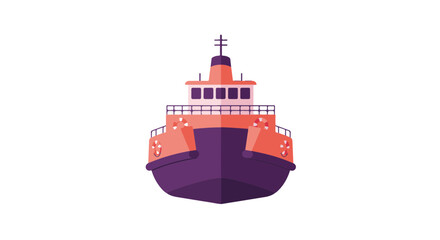 Flat vector illustration of ferry with lifebuoys in soft tones