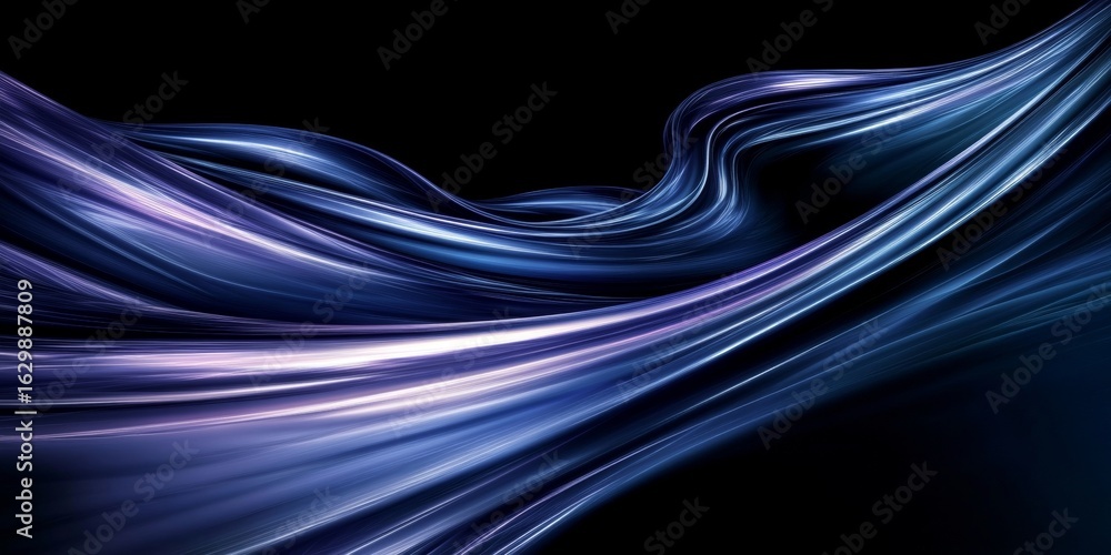 Poster stunning abstract blue light trails creating a dynamic dance of light with speed and blur effect.