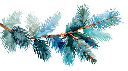 Obraz premium Hand-painted fir tree branch watercolor, isolated on white