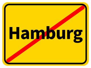 Illustration of a city exit sign for the city of Hamburg