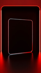  Neon Red Frame on Black Background