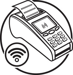 pos machine with wifi icon