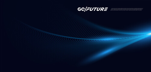 Futuristic Abstract Blue Wave Lines Background – Artificial Intelligence, Cyber Technology, Big Data Flow, Virtual Network, High-Tech Innovation and Digital Communication Concept Vector