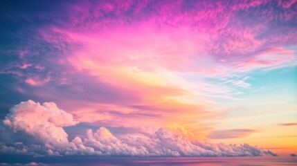 Fototapeta premium Majestic Aerial View of a Colorful Sunset Sky Reflected in Tranquil Waters with Dramatic Clouds