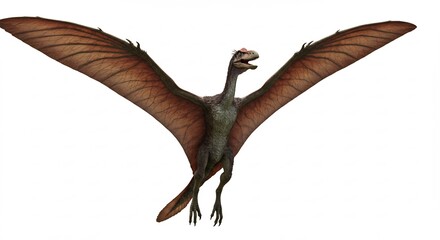 Vliegende reptiel majestueus zweeft zacht in warm licht. AI Generated