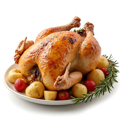 Roasted turkey with golden crispy skin.