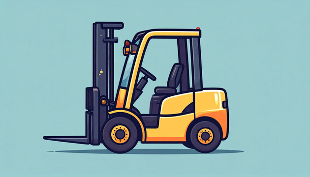 Warehouse Forklift with Lifting Mechanism Illustration