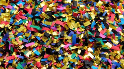 Colorful confetti scattered densely