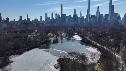Central Park In Manhattan New York United States. Breathtaking Aerial Landscape Of Famous Leisure Park Of The City. Business Sky Downtown Cityscape. Business Downtown Panorama. Manhattan New York.