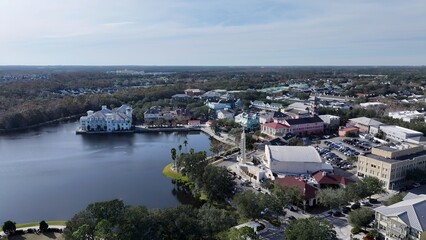 Lakeside Park In Celebration Florida United States. Breathtaking Aerial Landscape Of Famous Leisure...