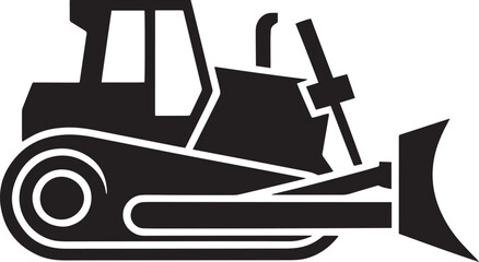 Bold Bulldozer Silhouette Icon Heavy Equipment Construction Vehicle Symbol Isolated on Transparent Background