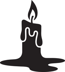 Candle Silhouette Icon Vector Illustration Flame Light Isolated on Transparent Background