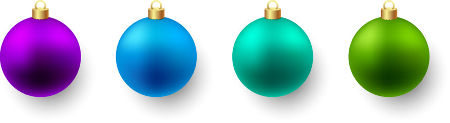 Color Christmas Baubles set isolated on white background.