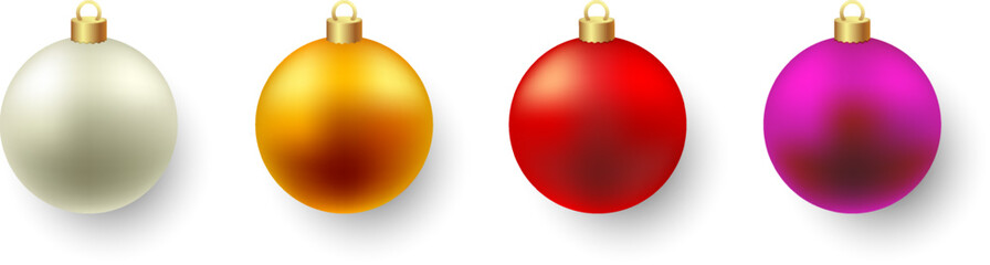 Color Christmas Baubles set isolated on white background.