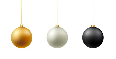 Color Christmas Baubles set isolated on white background.