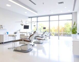 Blurred modern dental office interior