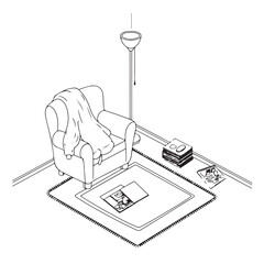 vector illustration of a sketch of a couch 