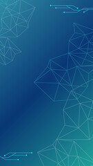 Abstract geometric shapes and circuit lines on a blue gradient background design layout element