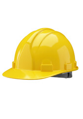 Fototapeta premium Bright yellow hard hat for construction safety and protection isolated on transparent background