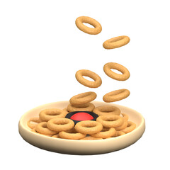 Onion Rings 3D Illustration