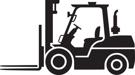 Forklift Truck Silhouette Icon Heavy Industrial Equipment Vehicle Warehouse Logistics Transportation