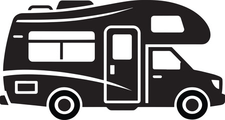 Recreational Vehicle RV Camper Van Motorhome Adventure Travel Road Trip Vector Illustration Design