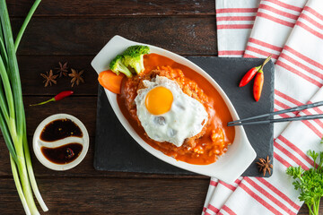 Fried Egg & Veggies Served Savory