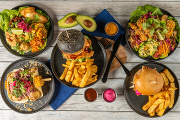 Delicious Gourmet Feast Featuring Vibrant Dishes